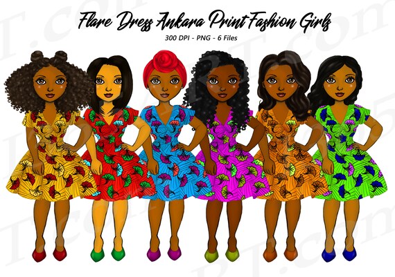 Afrikanische Ankara Mode Clipart Schwarze Frau Clipart Etsy