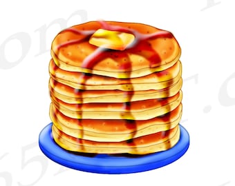 Pancakes Clipart, Breakfast Food Illustration (Digital Download)