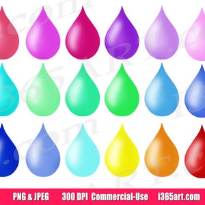 Teardrop Clipart, RainDrop Clip art, Digital Labels, Tear Drops, Rain Drops, Blood, Droplets, Planner Sticker, PNG, Commercial