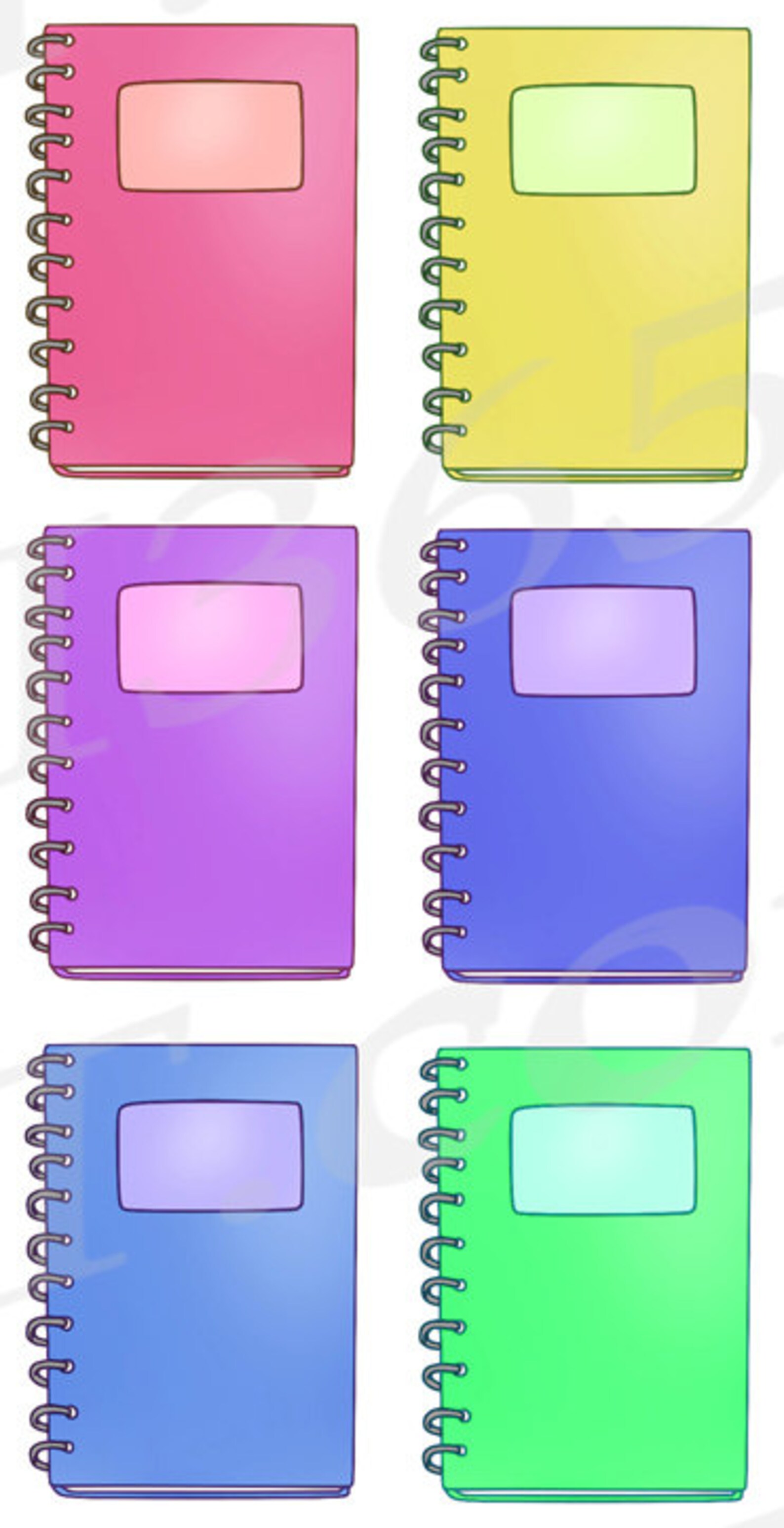 Buy 3 Get 1 Free Spiral Notebooks Clipart Notebook Clip Art Etsy