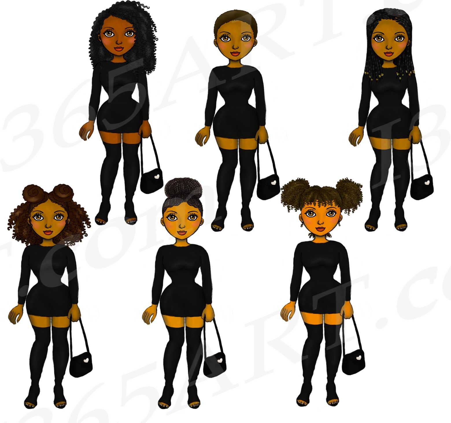 City Fashion Clipart Natural Hair Black Girl Clipart Street | Etsy