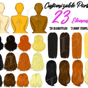 Custom hairstyles clipart, Customizable, Portraits, Hairstyle Clipart, Best Friends, DIY, Custom girls, Illustrations, Character Builder