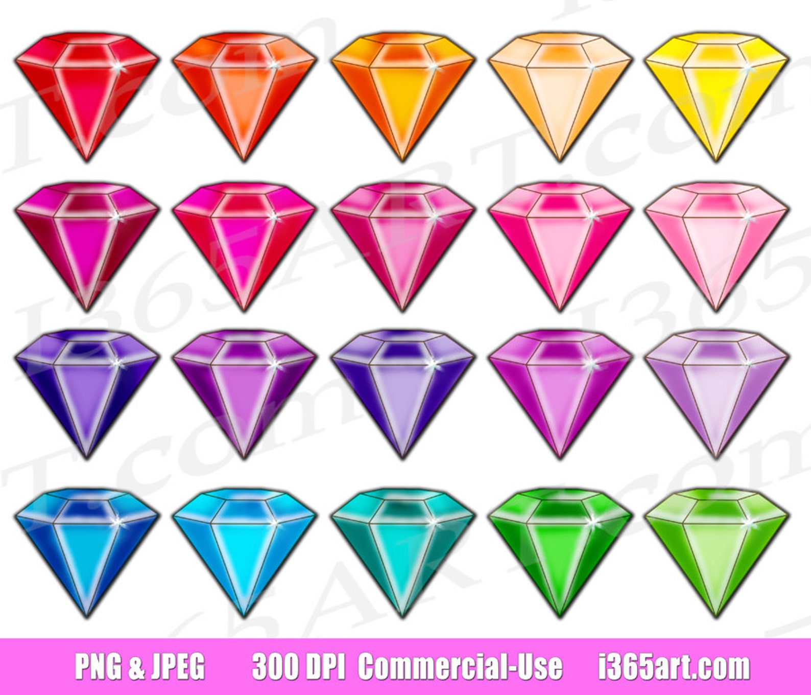 Gem Clipart Gemstone Clip Art Jewel Clipart Digital Gems Etsy