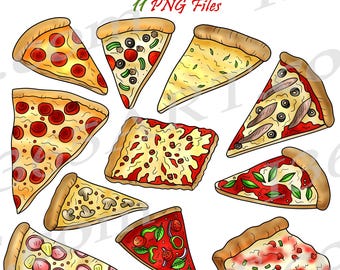 Pizza Clipart PNG, Hand Drawn Italian Food Illustrations (Commercial-Use, Instant Download)