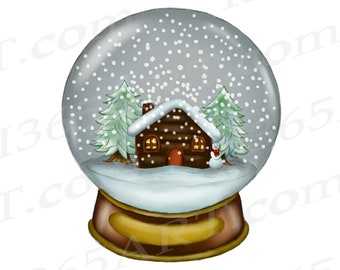 Snow Globe Clipart, Snow Globe PNG, Winter Snow Globe, Digital, Winter Clipart, Hand Painted, Invitations, Scrapbooking, PNG