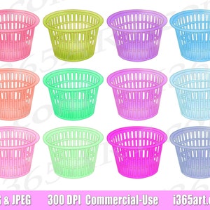 Laundry Basket clipart, laundry basket clip art, baskets PNG, rainbow Laundry Icons, clothes baskets Art, Digital Download, commercial