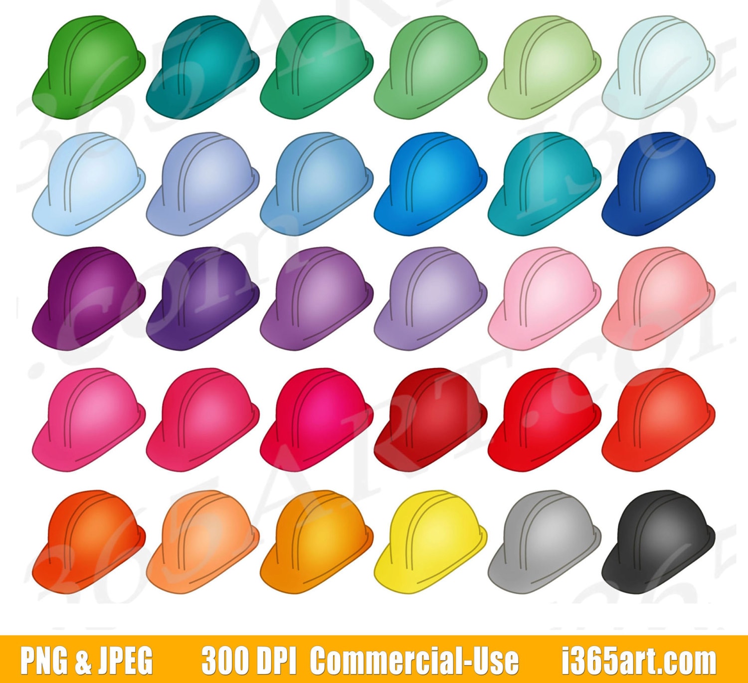 Hard Hats Clipart, Construction Worker Clip Art, Construction Helmets, Building, Planner Stickers, Printables, PNG, Commercial