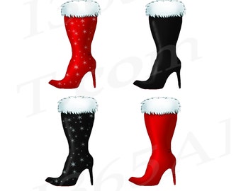 Clipart de bota de Papai Noel, imagens natalinas (PNG, JPEG)