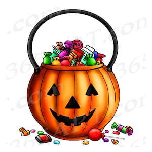 Buy 3 Get 1 Free Halloween Clipart, Trick Or Treat Clipart, Trick Or Treat Bag, Halloween Digital Stamp, Halloween Coloring Page, PNG image 1