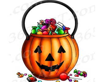 Comprar 3 Obtener 1 gratis de Halloween Clipart, truco o tratar clipart, truco o bolsa de regalo, sello digital de Halloween, página para colorear de Halloween, PNG