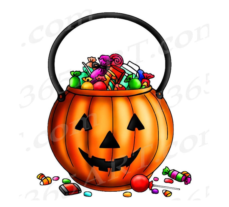 Buy 3 Get 1 Free Halloween Clipart, Trick Or Treat Clipart, Trick Or Treat Bag, Halloween Digital Stamp, Halloween Coloring Page, PNG image 1
