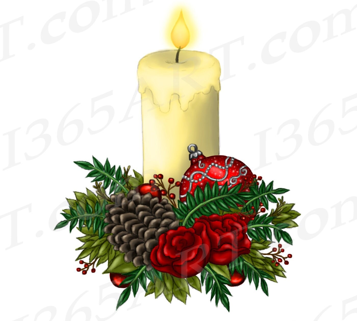 Weihnachten Kerze Clipart Weihnachten Kerze ClipArt von Hand Etsy