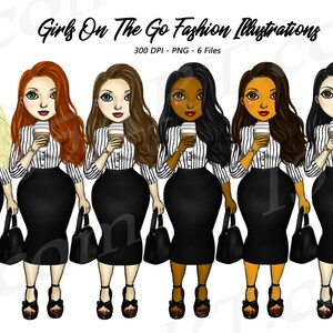 Boss Lady Clipart, Girl Boss Clipart, Business Woman Clipart, African American Clipart, Black Woman, Fashion Girl Clipart, Curvy Girl