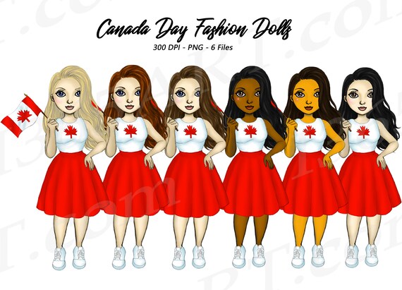 Buy 3 Get 1 Free Canada Day Clipart, July 1st, Fashion Girl Clipart, Oh Canada, Canadian Flag, Patriotic, African American Clipart, PNG Il_570xn