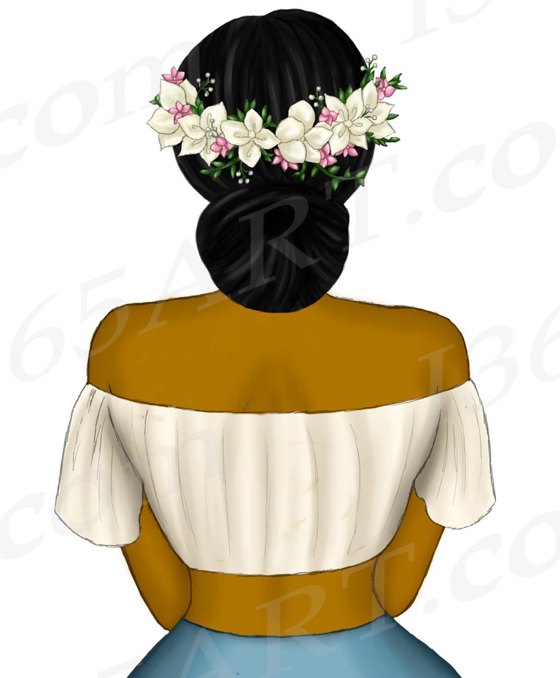 Black Boho Girl Clipart