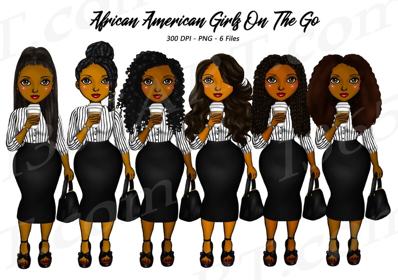 Girl Boss Clipart Afro Girls Business Woman Clipart Black | Etsy