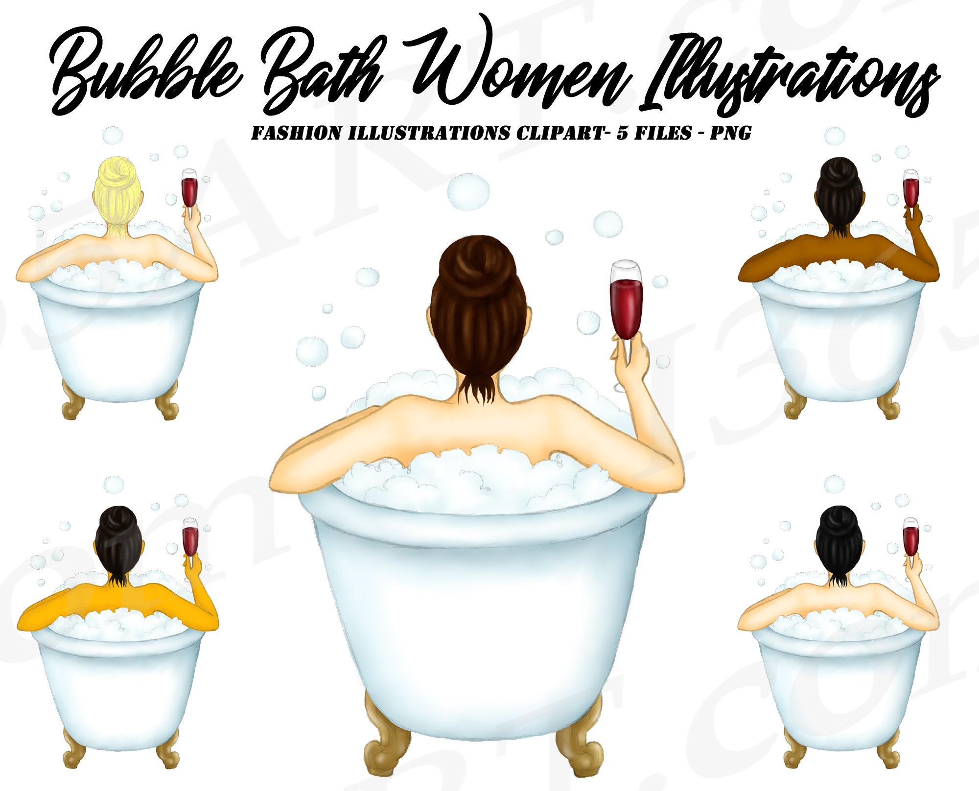 Frau In Badewanne Clipart Badezeit Verwohnen Mode Madchen Etsy