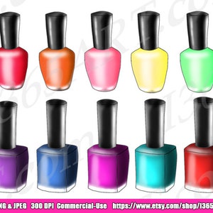 Nail Polish Clipart, Nail Polish Clip art, Makeup clipart, Pedicure, Invitations, Cosmetics, Graphics, Red, Blue, Purple, Png Jpeg