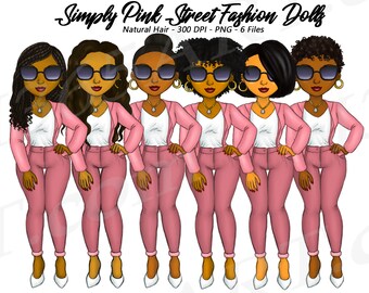 Black Woman Clipart, Pink Clothes Clipart, Black Girl Clipart, Afro Girl Clipart, African American Clipart, Street Fashion, Girl Boss, Curvy