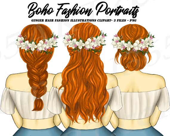 Download Fashion Girl Clipart Boho Girl Clipart Spring Girl Clipart Hairstyles Red Hair Best Friends Clipart Flower Wreath Planner Dashboard By I 365 Art Catch My Party