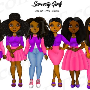Sorority Girls Clipart, Natural Hair, Black Woman, Black Girl, African American, Fashion, Christianity, Sisterhood, Curvy Girls, PNG