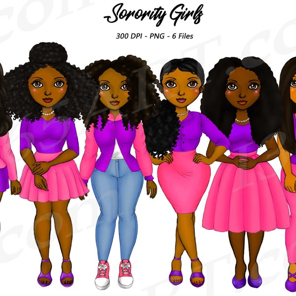 Sorority Girls Clipart, Natural Hair, Black Woman, Black Girl, African American, Fashion, Christianity, Sisterhood, Curvy Girls, PNG