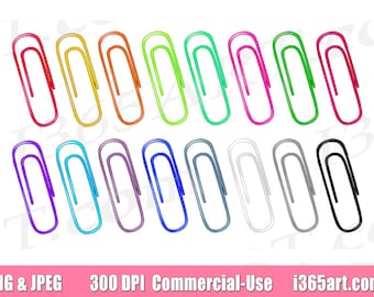 Rainbow Paper Clip Clipart, Paper clip clipart, planner graphics, Organizer, Scrapbooking, digital, PNG, Paperclip, Commercial