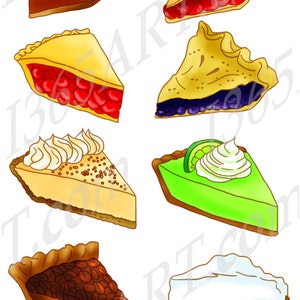 Torta Clipart de Fatia, Torta Clip art, Ilustrações de Sobremesa, Digital, Tortas de Merengue, Limão, Lima-lima, Cereja, Abóbora, Mirtilo PNG