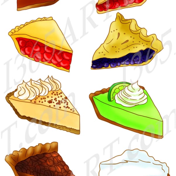 Buy 3 Get 1 Free Slice Pie Clipart, Dessert, Digital, Scrapbooking, Party Invitations, Lemon, Key Lime, Cherry, Pumpkin, Blueberry PNG