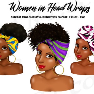 Black Woman With Headwrap Clipart, African American Clip art, Black Woman Wearing Headwrap PNG, Planner, Sublimation Digital Download