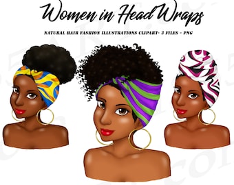 African American Clipart, Black Women Clipart, Black Woman Wearing Headwrap PNG, Black Girl Planner, Sublimation Digital Download