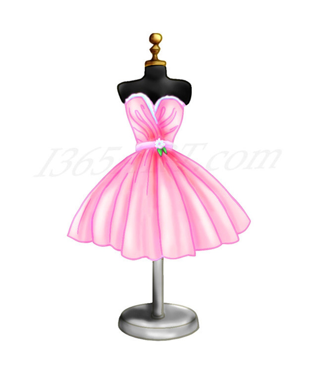 Buy 3 Get 1 Free Pink Dress Clipart, Dress Form Digital Illustration