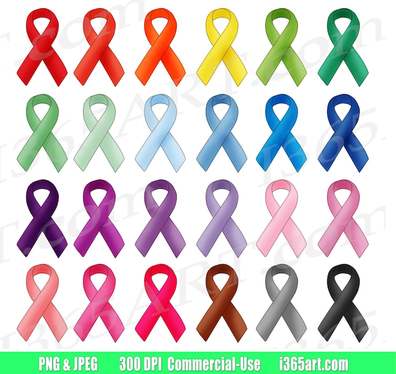 Buy 3 Get 1 Free Awareness Ribbons Clipart Cancer Ribbons Etsy