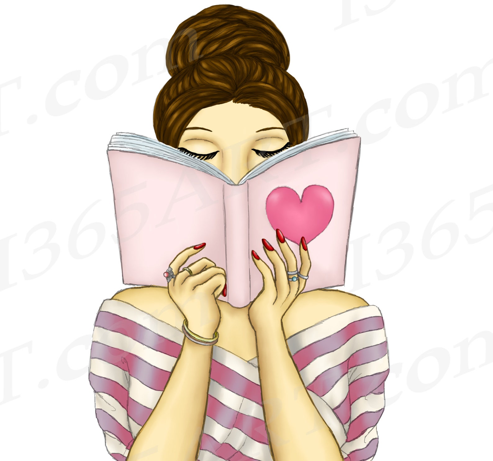 Woman Reading Clipart Reading Girl Clipart Fashion Portrait - Etsy