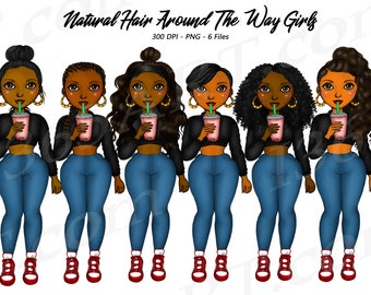 Fashion Girl Clipart, Black Woman Clipart, Black Girl Clipart, African American Clipart, Around the way girls, Curvy Girls, Planner, Cute