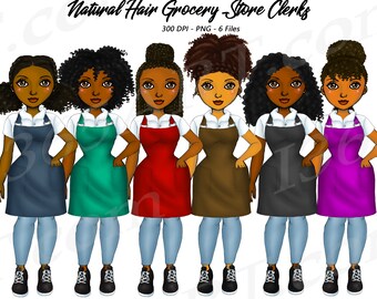 Grocery Store Clerks Clipart, Store Clerk, Essential Workers, Natural Hair, Black Girl, Black Women, African American, Planner, Curvy, PNG