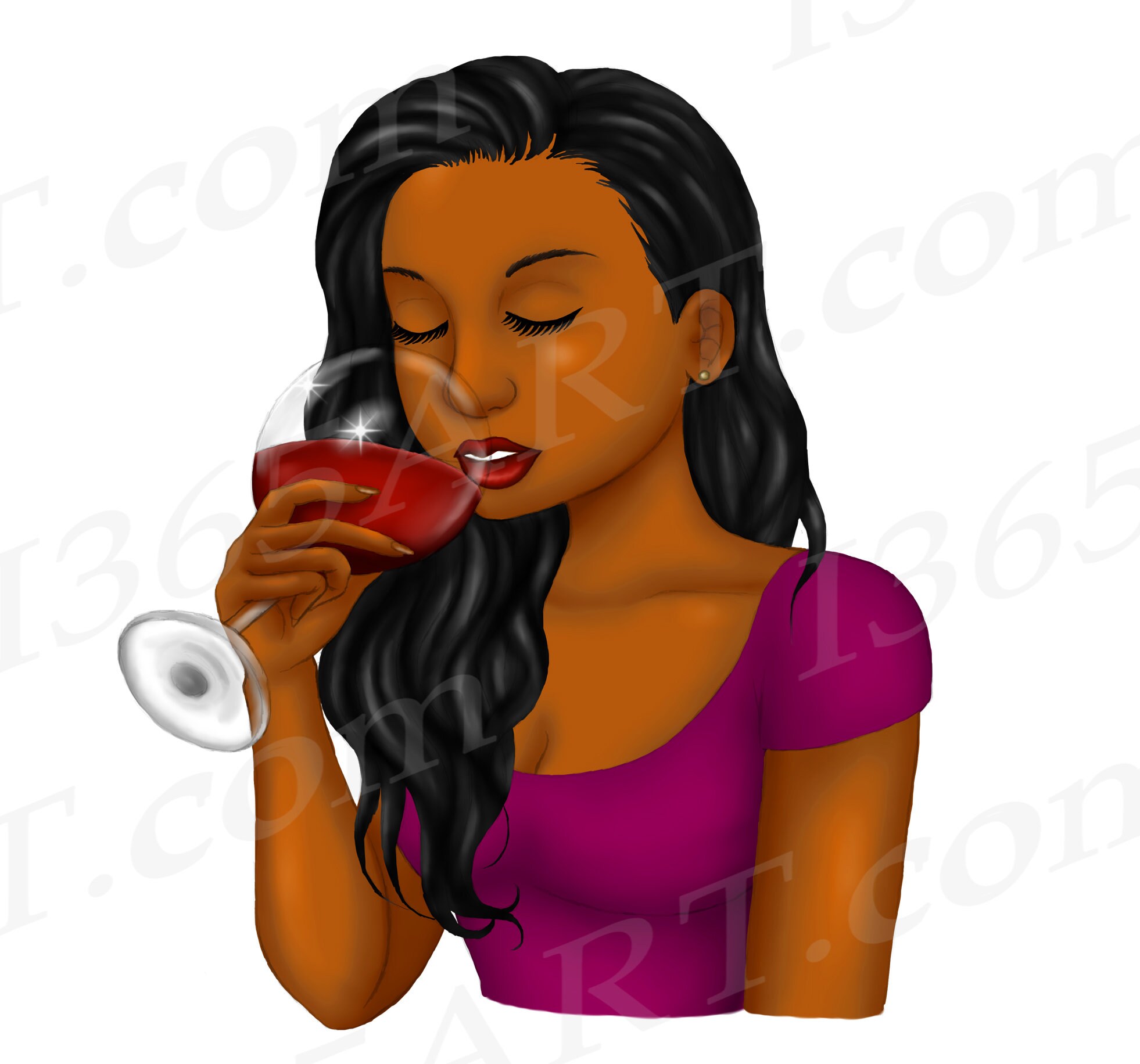 Women Drinking Wine Clipart Beautiful Woman Wine Time Wine | Etsy