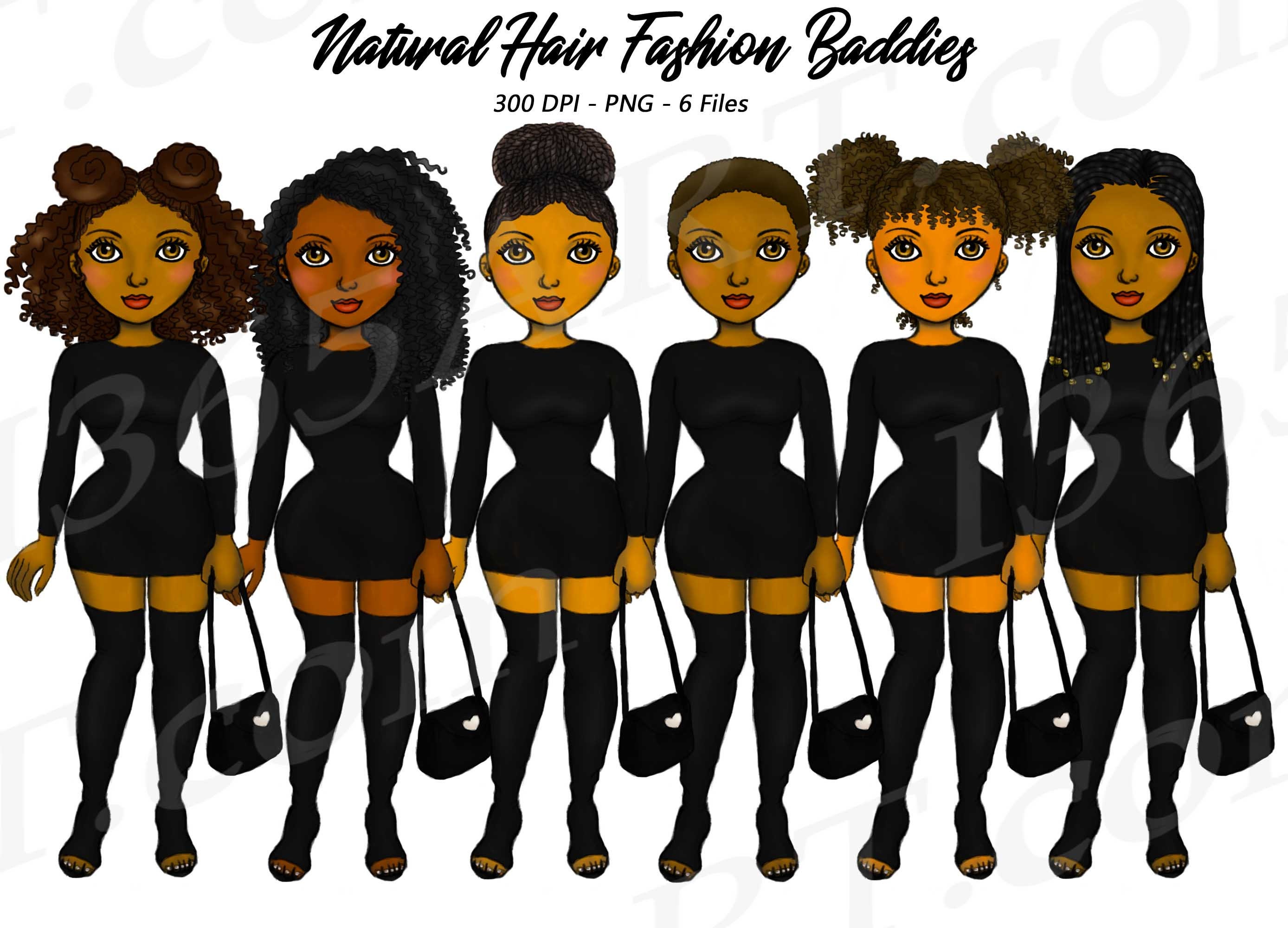 Curvy girl clipart Fashion girl clipart Black girl magic Black woman ...