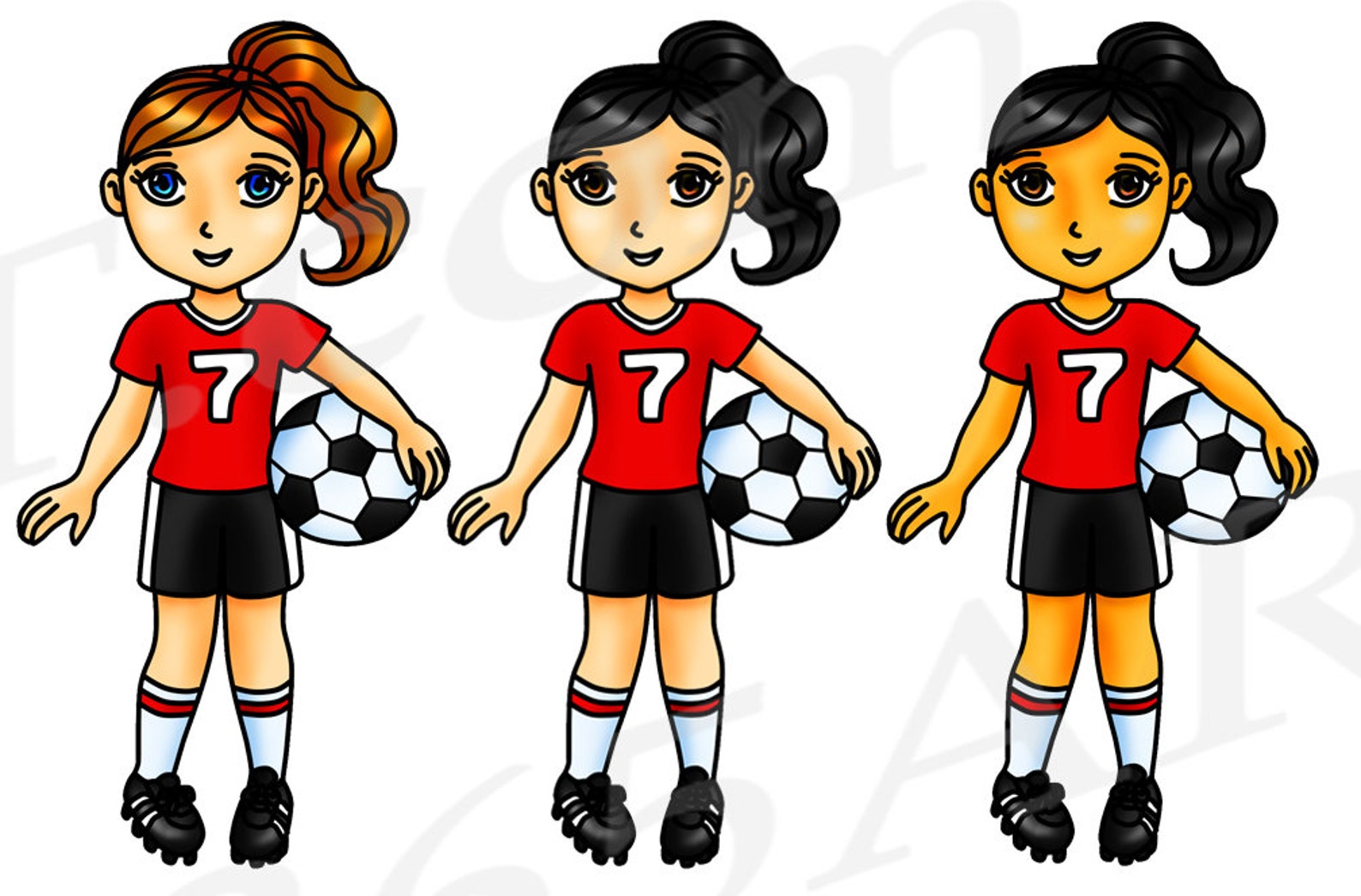 Buy 3 Get 1 Free Soccer Clipart Soccer Girl Sports Clip Art - Etsy