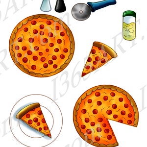 Buy 3 get 1 Free Pizza Clipart, Pizza clip art, Scrapbooking, Party, Invitation, slice, full pizza, printable, PNG JPEG Download, Commercial