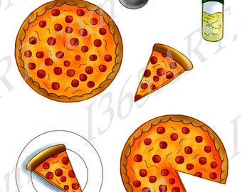 Buy 3 get 1 Free Pizza Clipart, Pizza clip art, Scrapbooking, Party, Invitation, slice, full pizza, printable, PNG JPEG Download, Commercial