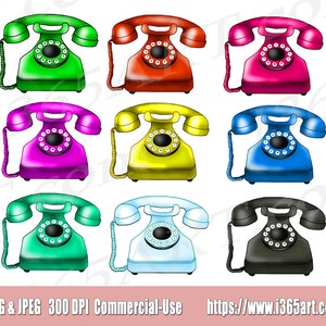 Retro Telephone Clipart, Telephone Clip Art, Phone Clipart, Rotary Phone, Vintage Phone, Phone Clip Art, Clipart Design, old fashioned phone
