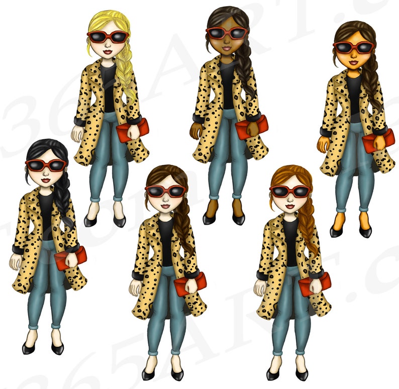 Buy 3 Get 1 Free Leopard Print Divas Clipart Fall Girl - Etsy