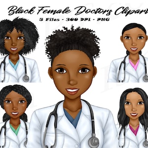 Black Female Doctor Clipart, Nurses PNG, Black Woman Clipart, African American Nurses, Digital Download, Doctor PNG, Nurse, Medical Worker