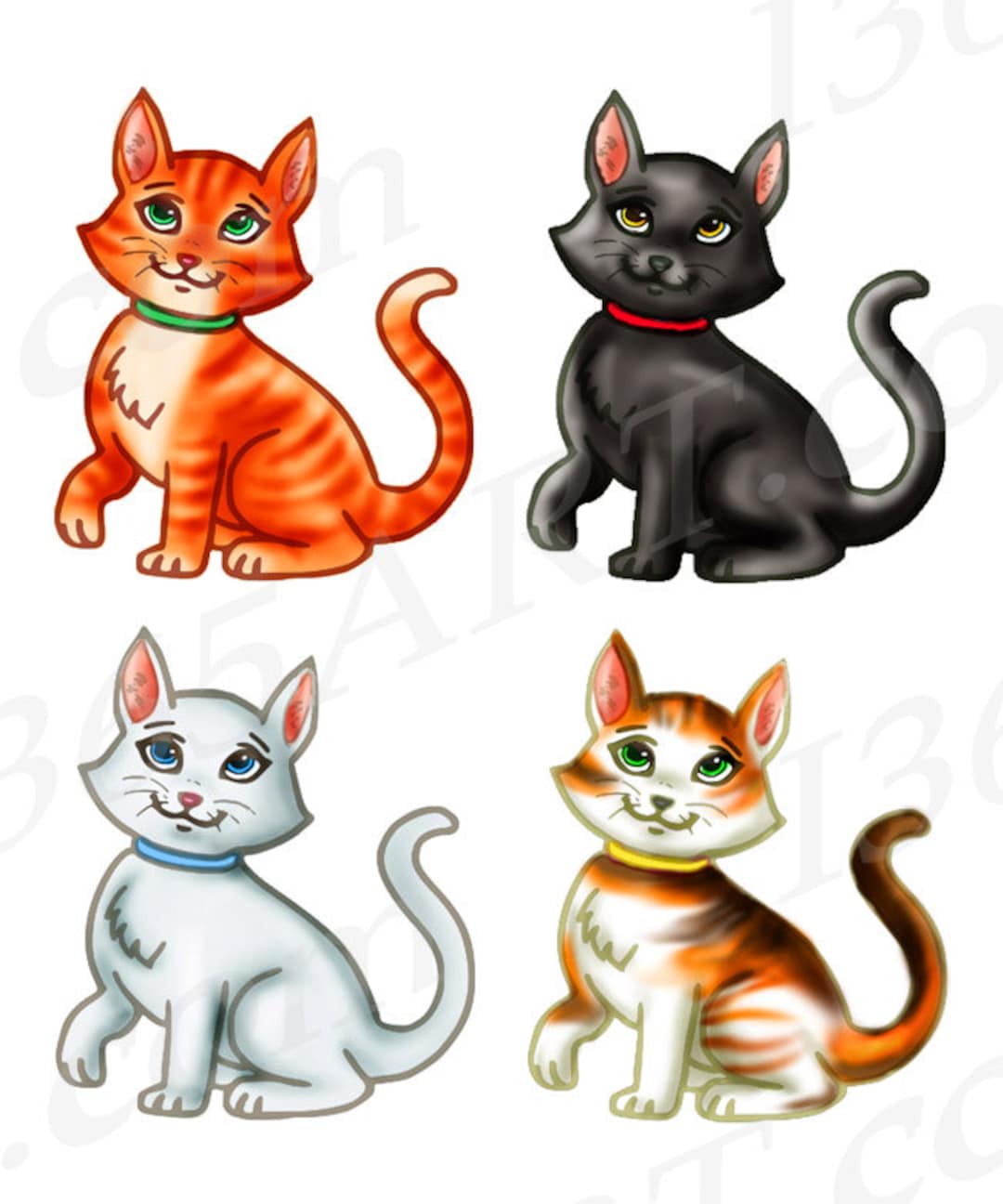 Buy 3 Get 1 Free Adorable Cat Clipart Cat Clip Art Animal Etsy
