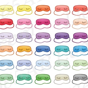 Buy 3 Get 1 Free Sleeping Mask Clipart, Eye Mask Clip Art, Slumber Party Sleeping Time, Digital, Planner Sticker Graphics, PNG, Commercial image 2