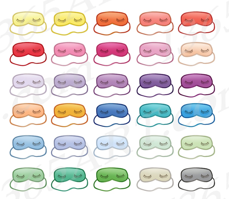 Buy 3 Get 1 Free Sleeping Mask Clipart, Eye Mask Clip Art, Slumber Party Sleeping Time, Digital, Planner Sticker Graphics, PNG, Commercial image 2