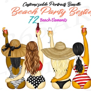 Beach Best Friends clipart, Friends Clipart, BFF, Beach Best Friends, Summer Best Friends, Bikini, Swimsuit, Custom Best Friends, Sisters