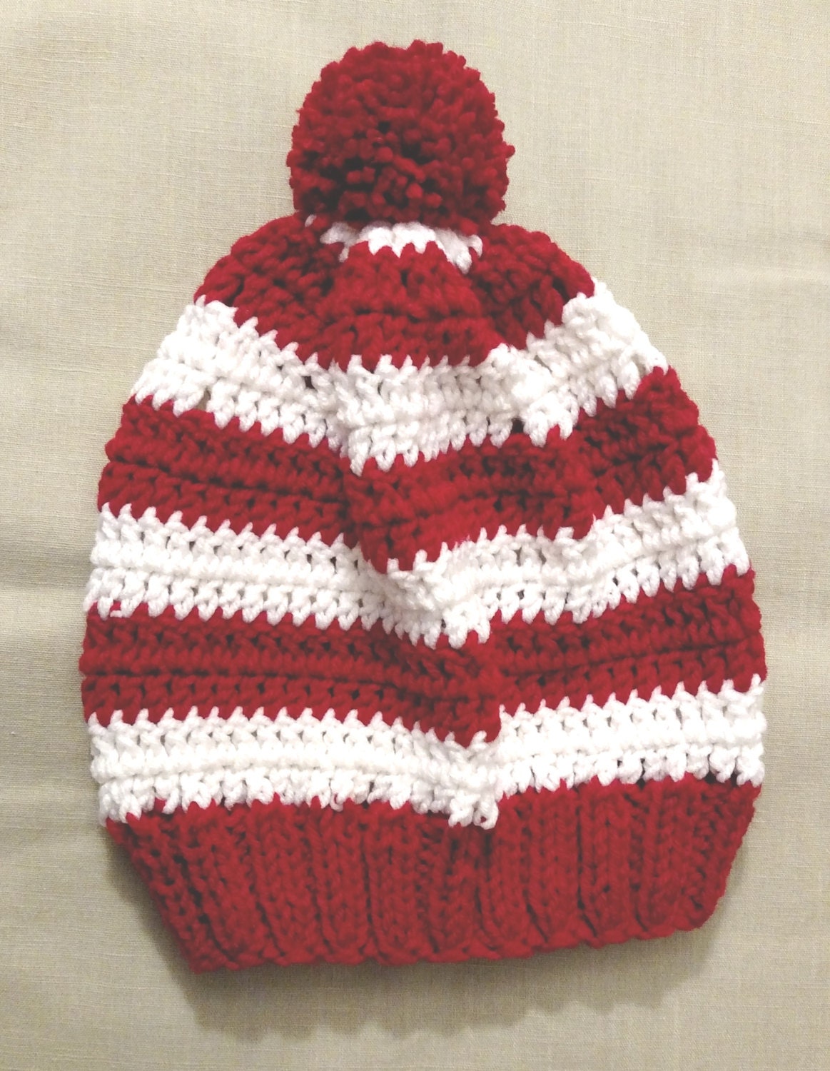 White Striped Hat/beanie Adult 