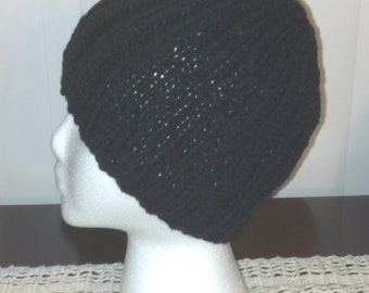 Hand knit hat/Beanie - Black
